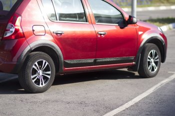 1 959 р. Накладки на колёсную арку RA (задняя правая)  Renault Sandero Stepway  (BS) (2010-2014) (Поверхность шагрень)  с доставкой в г. Санкт‑Петербург. Увеличить фотографию 2