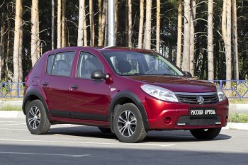 2 589 р. Накладки на колёсную арку RA (Передняя правая)  Renault Sandero Stepway  (BS) (2010-2014) (Поверхность шагрень)  с доставкой в г. Санкт‑Петербург. Увеличить фотографию 1