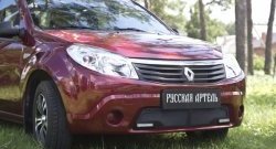 2 069 р. Защитная сетка решетки переднего бампера (с ДХО) РА Renault Sandero (BS) (2009-2014)  с доставкой в г. Санкт‑Петербург. Увеличить фотографию 2