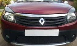1 469 р. Сетка на бампер Russtal (черная)  Renault Sandero  (BS) (2009-2014)  с доставкой в г. Санкт‑Петербург. Увеличить фотографию 3