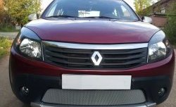 1 539 р. Сетка на бампер Russtal (хром)  Renault Sandero Stepway  (BS) (2010-2014)  с доставкой в г. Санкт‑Петербург. Увеличить фотографию 2