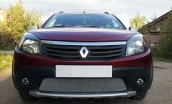 1 539 р. Сетка на бампер Russtal (хром) Renault Sandero Stepway (BS) (2010-2014)  с доставкой в г. Санкт‑Петербург. Увеличить фотографию 3