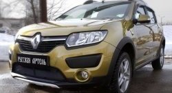 2 079 р. Защитная сетка решетки переднего бампера РА Renault Sandero Stepway (B8) дорестайлинг (2014-2018)  с доставкой в г. Санкт‑Петербург. Увеличить фотографию 2