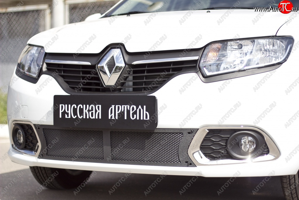 1 799 р. Защитная сетка решетки переднего бампера РА  Renault Sandero  (B8) (2014-2018)  с доставкой в г. Санкт‑Петербург