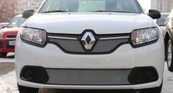 1 539 р. Нижняя сетка на бампер Stepway Russtal (хром) Renault Sandero (B8) дорестайлинг (2014-2018)  с доставкой в г. Санкт‑Петербург. Увеличить фотографию 1