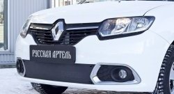 1 129 р. Зимняя заглушка решетки переднего бампера РА Renault Sandero (B8) дорестайлинг (2014-2018)  с доставкой в г. Санкт‑Петербург. Увеличить фотографию 1