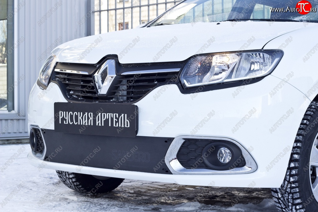 949 р. Зимняя заглушка решетки переднего бампера РА  Renault Sandero  (B8) (2014-2018)  с доставкой в г. Санкт‑Петербург