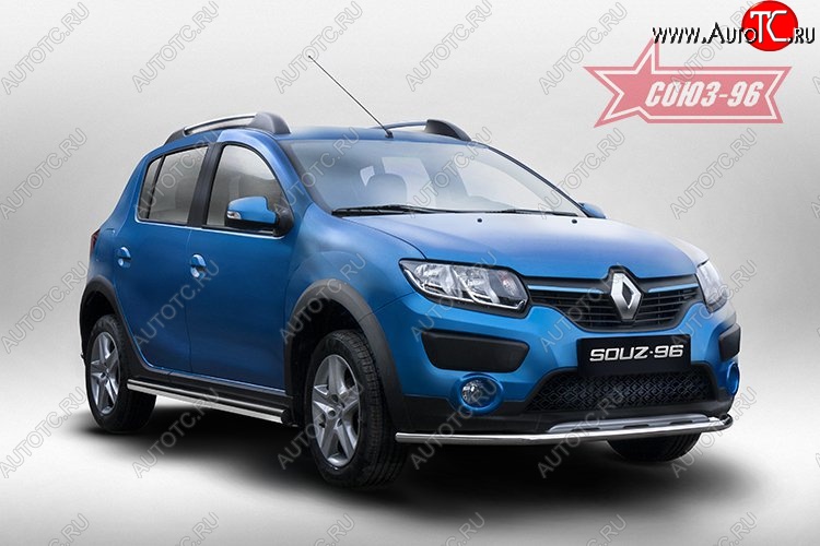 10 799 р. Защита переднего бампера одинарная Stepway Souz-96 (d42)  Renault Sandero Stepway  (B8) (2014-2018) дорестайлинг  с доставкой в г. Санкт‑Петербург