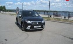 4 249 р. Высокая Накладка Kart на передний бампер Renault Sandero (BS) (2009-2014) (Неокрашенная)  с доставкой в г. Санкт‑Петербург. Увеличить фотографию 3