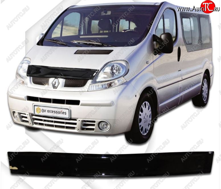 1 669 р. Дефлектор капота CA-Plastic  Renault Trafic  X83 (2001-2014) (Classic черный, Без надписи)  с доставкой в г. Санкт‑Петербург