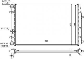 5 199 р. Радиатор двигателя SAT  Seat Ibiza 6L хэтчбэк 3 дв., Skoda Ibiza (6L хэтчбэк 3 дв.), Volkswagen Polo (9N1,  5)  с доставкой в г. Санкт‑Петербург. Увеличить фотографию 1