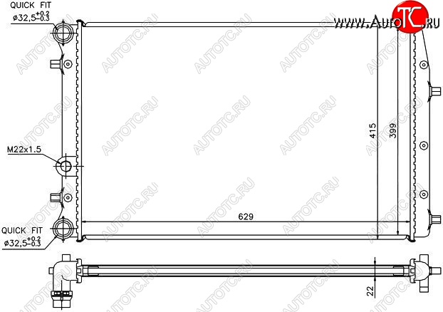 5 199 р. Радиатор двигателя SAT  Seat Ibiza 6L хэтчбэк 3 дв., Skoda Ibiza (6L хэтчбэк 3 дв.), Volkswagen Polo (9N1,  5)  с доставкой в г. Санкт‑Петербург