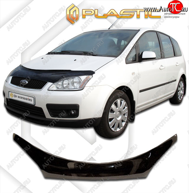 2 199 р. Дефлектор капота (exclusive) CA-Plastic  Ford C-max  Mk1 (2003-2007) доресталинг (Classic чёрный, Без надписи)  с доставкой в г. Санкт‑Петербург