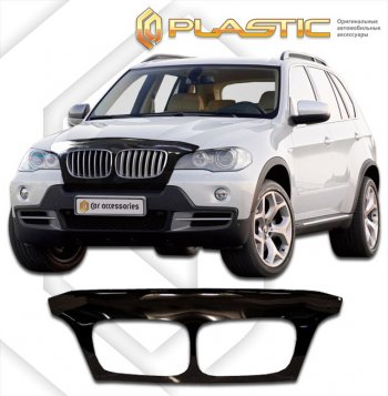 2 459 р. Дефлектор капота (exclusive) CA-Plastic BMW X5 E70 дорестайлинг (2006-2010) (Classic чёрный, Без надписи)  с доставкой в г. Санкт‑Петербург. Увеличить фотографию 1