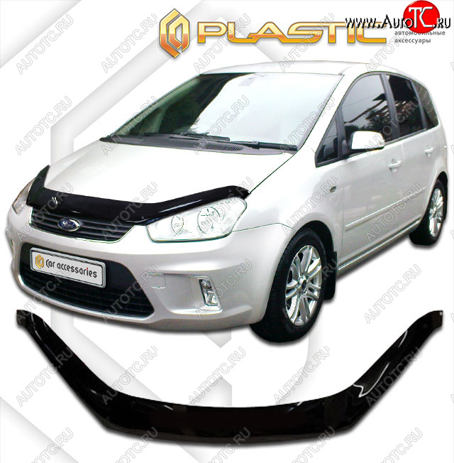 2 379 р. Дефлектор капота (exclusive) CA-Plastic  Ford C-max  Mk1 (2007-2010) рестайлинг (Classic чёрный, Без надписи)  с доставкой в г. Санкт‑Петербург