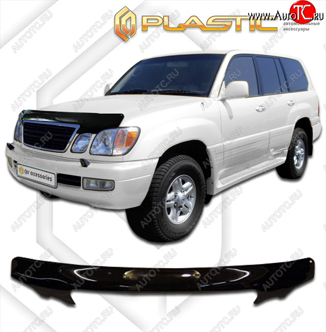 2 199 р. Дефлектор капота (exclusive) CA-Plastic  Toyota Land Cruiser Cygnus  j100 (1998-2003) (Classic чёрный, Без надписи)  с доставкой в г. Санкт‑Петербург