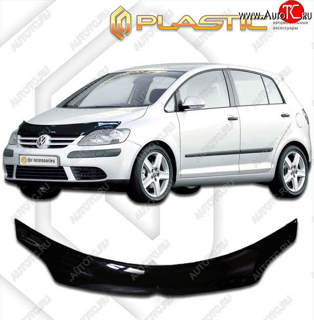 2 059 р. Дефлектор капота (exclusive) CA-Plastic  Volkswagen Golf Plus  5 (2004-2009) (Classic чёрный, Без надписи)  с доставкой в г. Санкт‑Петербург