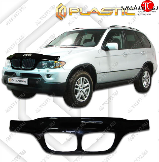 2 799 р. Дефлектор капота (exclusive) CA-Plastic  BMW X5  E53 (2003-2006) рестайлинг (Classic чёрный, Без надписи)  с доставкой в г. Санкт‑Петербург