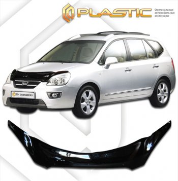 2 479 р. Дефлектор капота (exclusive) CA-Plastic  KIA Carens  UN (2006-2013) (Classic чёрный, Без надписи)  с доставкой в г. Санкт‑Петербург. Увеличить фотографию 1