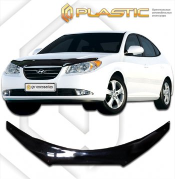 2 059 р. Дефлектор капота (exclusive) CA-Plastic  Hyundai Avante (2006-2010) (Classic чёрный, Без надписи)  с доставкой в г. Санкт‑Петербург. Увеличить фотографию 1