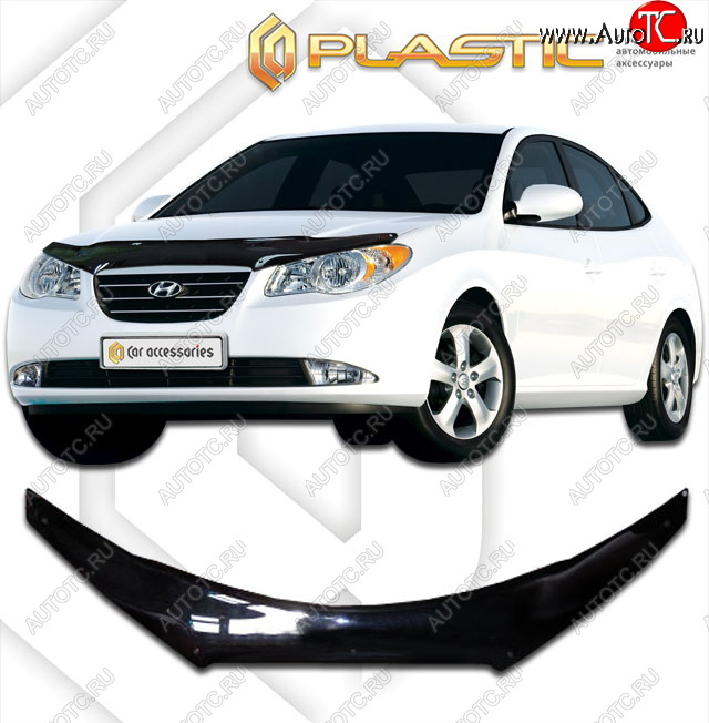 2 059 р. Дефлектор капота (exclusive) CA-Plastic  Hyundai Avante (2006-2010) (Classic чёрный, Без надписи)  с доставкой в г. Санкт‑Петербург