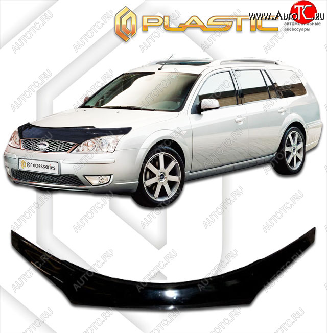 2 079 р. Дефлектор капота (exclusive) CA-Plastic  Ford Mondeo (2000-2007) Mk3,BWY дорестайлинг, универсал, Mk3,BWY рестайлинг, универсал (Classic чёрный, Без надписи)  с доставкой в г. Санкт‑Петербург