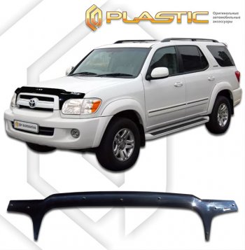 2 199 р. Дефлектор капота (exclusive) CA-Plastic  Toyota Sequoia (2004-2007) XK30, XK40 рестайлинг (Classic чёрный, Без надписи)  с доставкой в г. Санкт‑Петербург. Увеличить фотографию 1