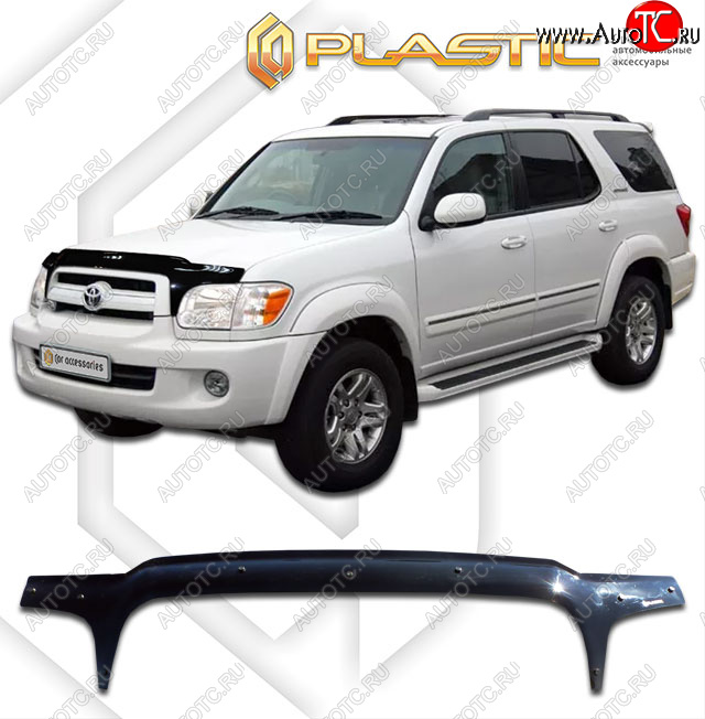 2 199 р. Дефлектор капота (exclusive) CA-Plastic  Toyota Sequoia (2004-2007) XK30, XK40 рестайлинг (Classic чёрный, Без надписи)  с доставкой в г. Санкт‑Петербург