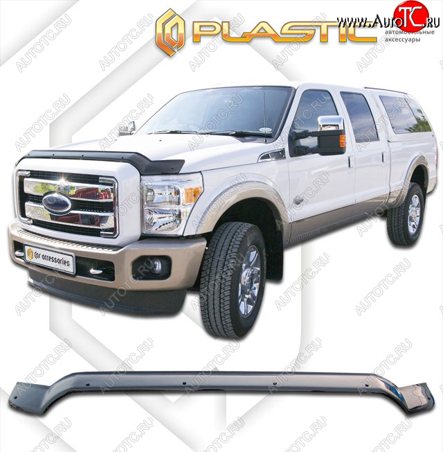 2 779 р. Дефлектор капота (exclusive) CA-Plastic  Ford F350  P473 PickUp CrewCab (2010-2016) (Classic чёрный, Без надписи)  с доставкой в г. Санкт‑Петербург