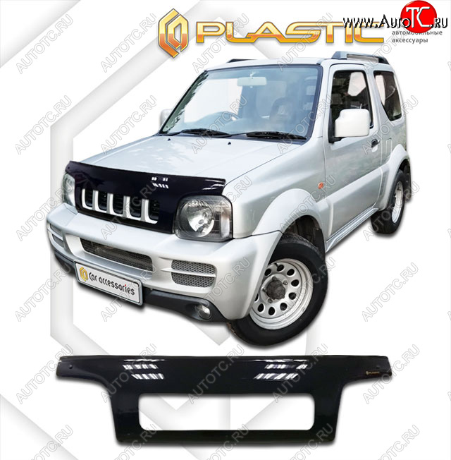 2 199 р. Дефлектор капота (exclusive) CA-Plastic  Suzuki Jimny  JB23/JB43 (1998-2012) (Classic чёрный, Без надписи)  с доставкой в г. Санкт‑Петербург