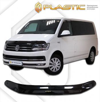 3 399 р. Дефлектор капота (exclusive) CA-Plastic  Volkswagen Caravelle  T6 (2015-2019) (Classic чёрный, Без надписи)  с доставкой в г. Санкт‑Петербург. Увеличить фотографию 1