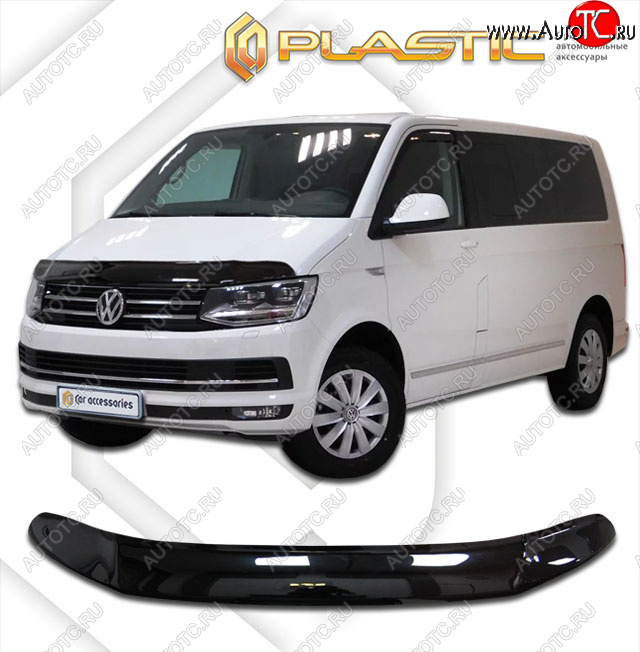 3 399 р. Дефлектор капота (exclusive) CA-Plastic  Volkswagen Caravelle  T6 (2015-2019) (Classic чёрный, Без надписи)  с доставкой в г. Санкт‑Петербург