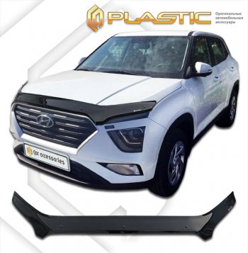 3 299 р. Дефлектор капота (exclusive) CA-Plastic  Hyundai Creta  SU (2020-2022) (Classic чёрный, Без надписи)  с доставкой в г. Санкт‑Петербург. Увеличить фотографию 1