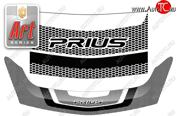 2 879 р. Дефлектор капота (правый руль) Art белая  Toyota Prius  XW20 (2003-2011) дорестайлинг, рестайлинг (Art белая)  с доставкой в г. Санкт‑Петербург