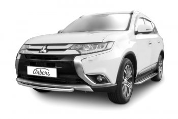 4 499 р. Защита переднего бампера (короткая диаметр 57 мм) Arbori  Mitsubishi Outlander  GF (2015-2018) 2-ой рестайлинг  с доставкой в г. Санкт‑Петербург. Увеличить фотографию 1