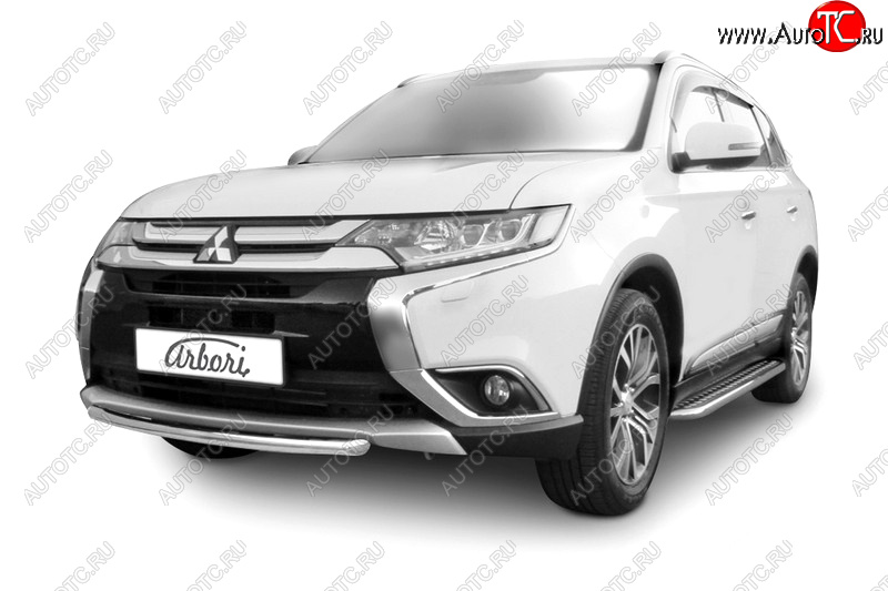 4 499 р. Защита переднего бампера (короткая диаметр 57 мм) Arbori Mitsubishi Outlander GF 2-ой рестайлинг (2015-2018)  с доставкой в г. Санкт‑Петербург