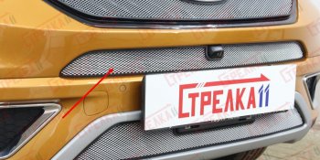 2 769 р. Защитная сетка радиатора в бампер (ячейка 3х7 мм, верх) Стрелка 11 Стандарт  Chery Tiggo 7 (2016-2020) (хром)  с доставкой в г. Санкт‑Петербург. Увеличить фотографию 1