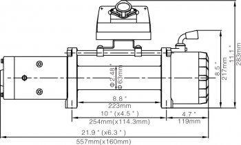 51 999 р. Лебёдка электрическая 12V 10000 lbs 4500 кг Runva   (Стальной трос)  с доставкой в г. Санкт‑Петербург. Увеличить фотографию 2