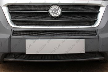 6 349 р. Защитная сетка в бампер (ячейка 3х7 мм, 5 частей) Alfeco Стандарт  Fiat Ducato  290 (2014-2024) (Чёрная)  с доставкой в г. Санкт‑Петербург. Увеличить фотографию 2