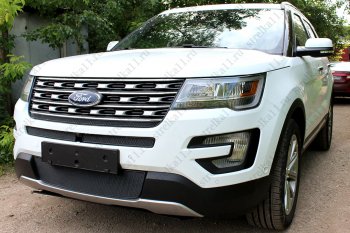 3 999 р. Защитная сетка в бампер (ячейка 4х10 мм, середина) Alfeco Премиум Ford Explorer U502 1-ый рестайлинг, 5 дв. (2015-2018) (Чёрная)  с доставкой в г. Санкт‑Петербург. Увеличить фотографию 3