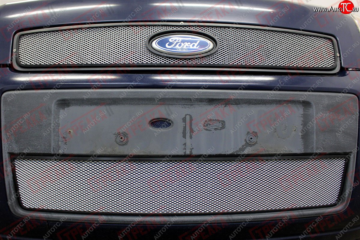 3 099 р. Защитная сетка радиатора в бампер (ячейка 3х7 мм) Стрелка11 Стандарт  Ford Fusion  1 (2005-2012) (хром)  с доставкой в г. Санкт‑Петербург
