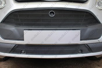 2 969 р. Защитная сетка в бампер (ячейка 3х7 мм, нижняя часть) Alfeco Стандарт  Ford Tourneo Custom (2012-2018) (Чёрная)  с доставкой в г. Санкт‑Петербург. Увеличить фотографию 2