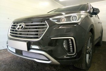 3 299 р.           Защита радиатора Hyundai Grand Santa Fe I 2015- (2 части) с датчиком ACC chrome  Hyundai Grand Santa Fe  1 DM (2016-2018) (хром)  с доставкой в г. Санкт‑Петербург. Увеличить фотографию 1