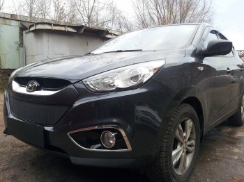 Защитная сетка радиатора в бампер (ячейка 3х7 мм) Стрелка11 Стандарт Hyundai IX35 1 LM дорестайлинг (2009-2013)