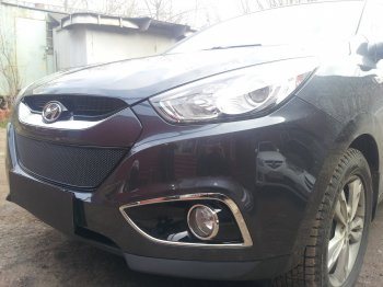 Защитная сетка радиатора в бампер (ячейка 4х10 мм) Стрелка11 Премиум Hyundai IX35 1 LM дорестайлинг (2009-2013)