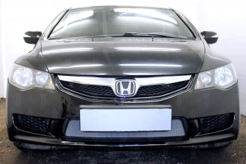 Защитная сетка радиатора в бампер (ячейка 3х7 мм) Стрелка11 Стандарт Honda Civic 8 FD рестайлинг седан (2009-2011)  (хром)