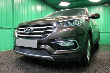 Защитная сетка радиатора в бампер (ячейка 3х7 мм) Стрелка11 Стандарт Hyundai Santa Fe 3 DM рестайлинг (2015-2019)