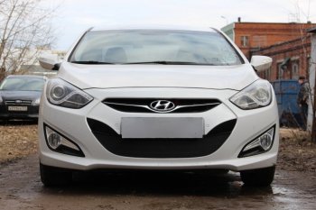 Защитная сетка радиатора в бампер (ячейка 3х7 мм) Стрелка11 Стандарт Hyundai I40 1 VF дорестайлинг седан (2011-2015)