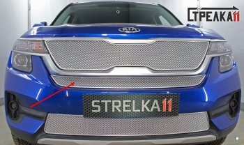 3 799 р.      Защита радиатора KIA Seltos 2019- chrome центр PREMIUM KIA Seltos (2019-2024) (хром)  с доставкой в г. Санкт‑Петербург. Увеличить фотографию 1