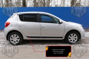 3 799 р. Комплект молдингов на двери (4 шт, узкие) Русская Артель Renault Sandero (B8) дорестайлинг (2014-2018) (Поверхность глянец, Неокрашенные)  с доставкой в г. Санкт‑Петербург. Увеличить фотографию 1